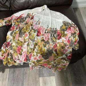 INC International Concepts Floral Blouse - Pink, Olive, Cream